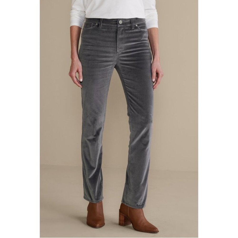 New! Velveteen Stretch Jeans by Soft Surroundings 18W 20W Shoreline Grey